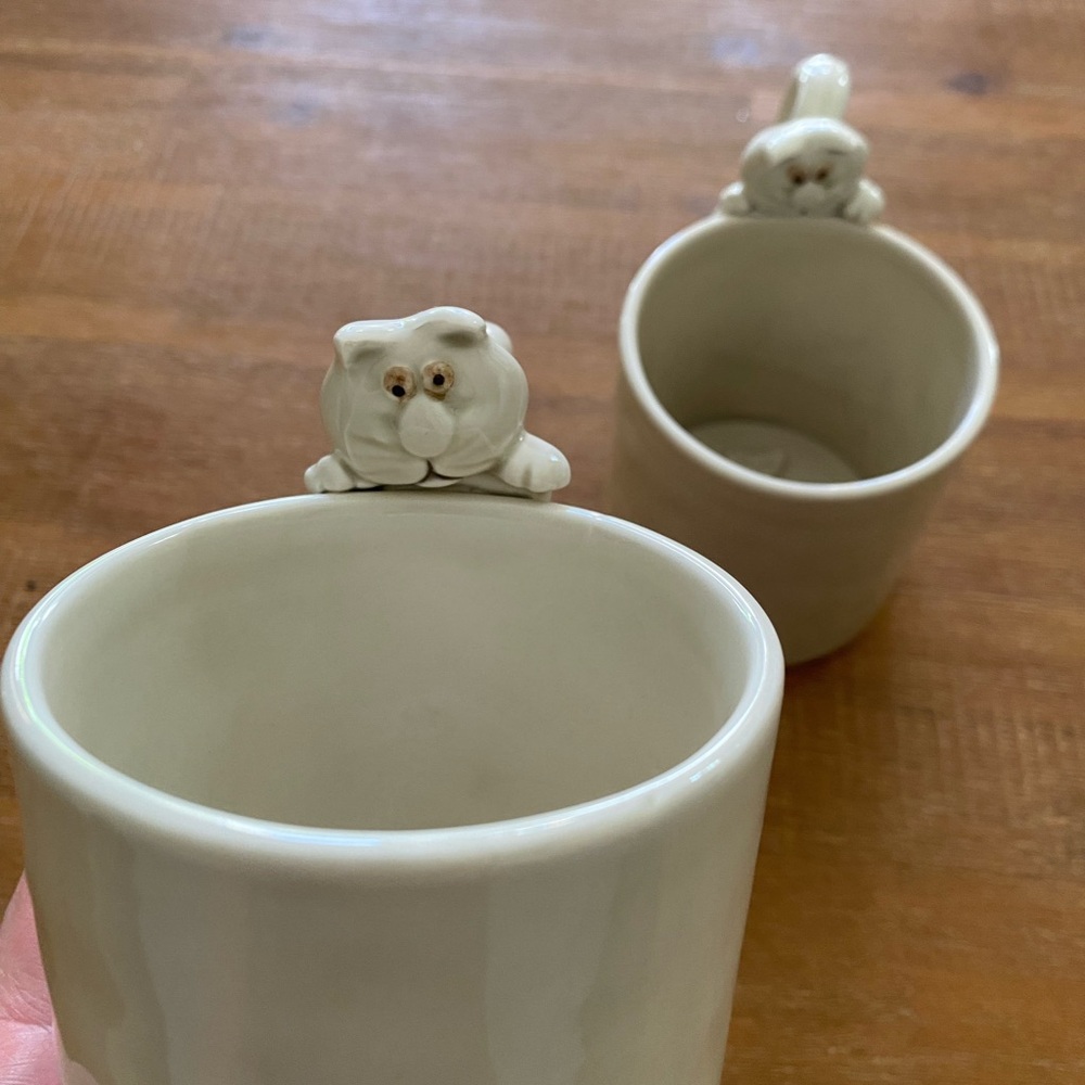 Fitz and Floyd Vintage 1977 Catnap cat mugs set of two